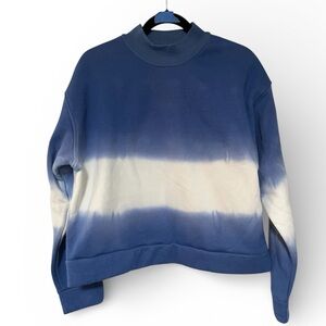 Oat New York Blue and Cream Mock-neck Sweatshirt
